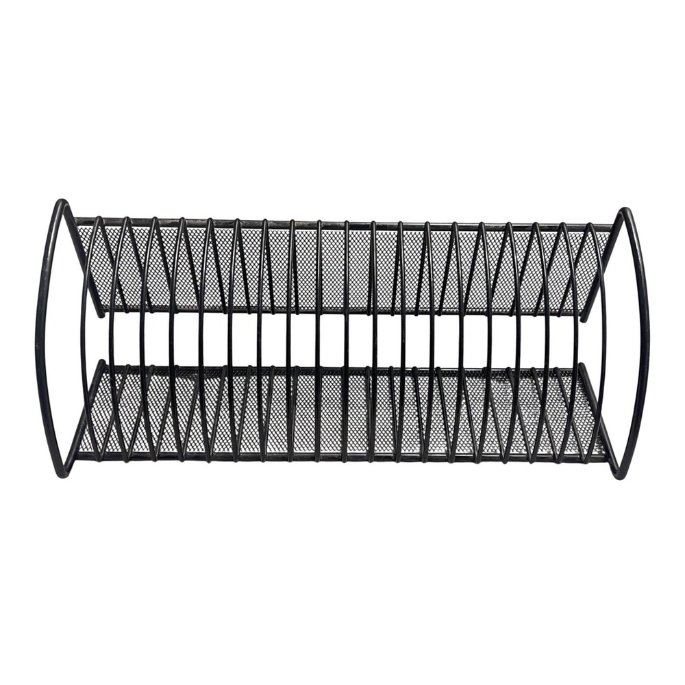 Vintage Y2k 20 CD Storage Desk Stand Holder Display Metal Wire Rack Black